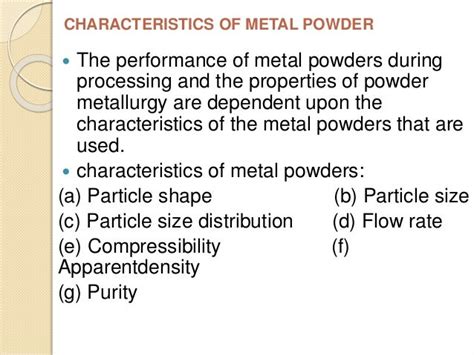 properties of powder in metal